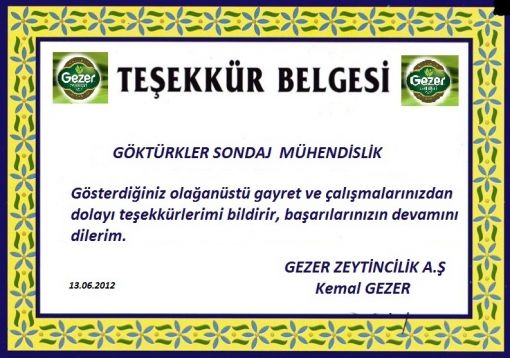  TEŞEKKÜR BELGESİ